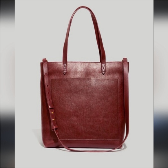 Madewell The Transport Tote Leather Oxblood Burgundy Crossbody Large - Picture 1 of 9